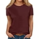 thumbnail image 2 of Fiudx Ofertas Flash Del Día Blusa de Manga Corta Sólida a La Moda para Mujer, Camiseta con Cuello Redondo, Tops Informales, 2 of 5