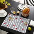 thumbnail image 4 of Gray Christmas Cardinal Bird Pattern Summer Placemats Table Placemats Set Of 4-Linen Kitchen Washable Placemats Table Mats 11.8"x17.7" Non-Slip Heat Resistant, 4 of 6