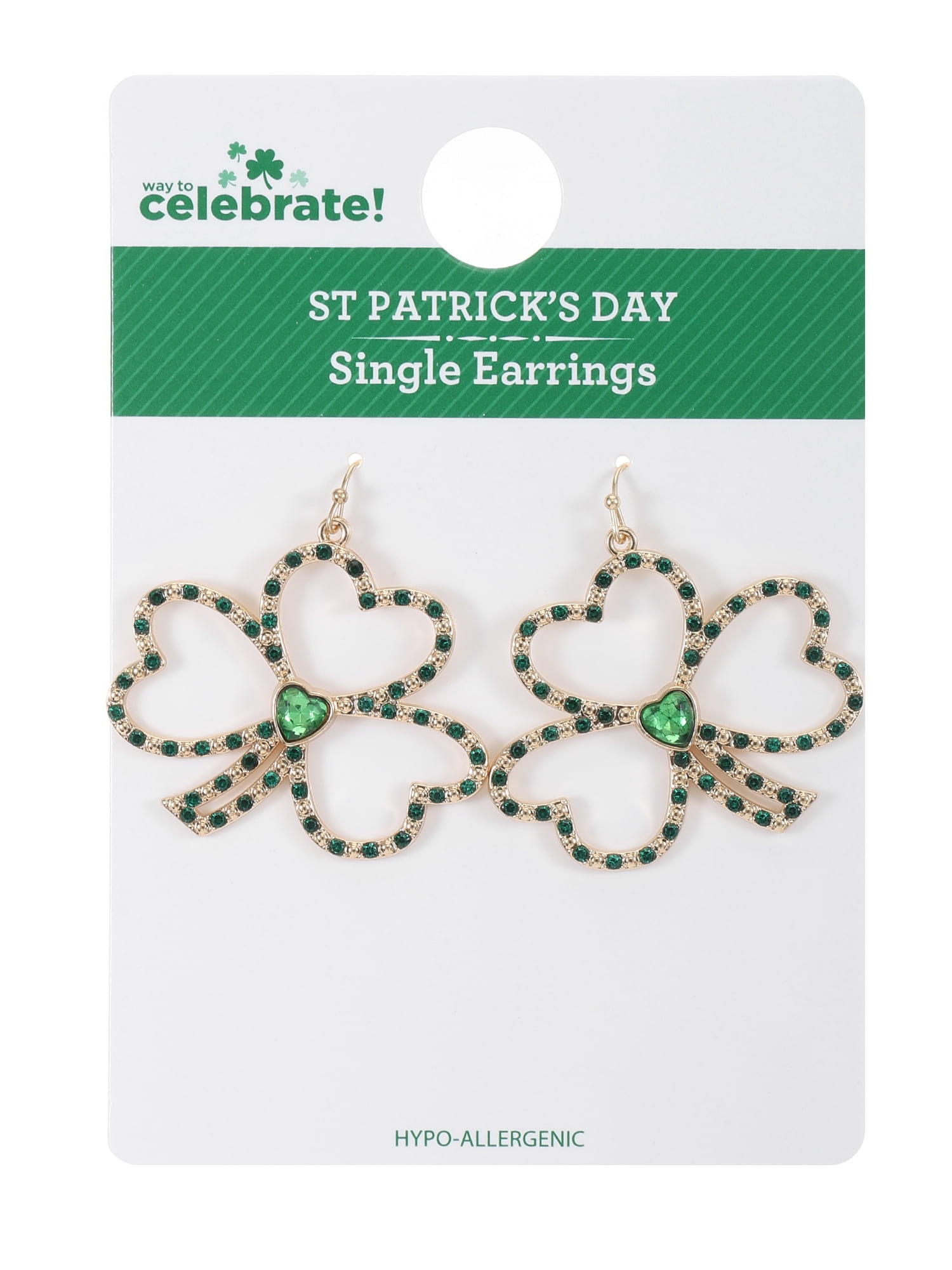 Way to Celebrate St. Patrick's Day Leaf Shamrock Earring, 1 Pair