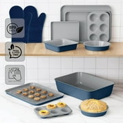 Country Kitchen Baking Set, 13-Piece Nonstick Stackable Design, Denim