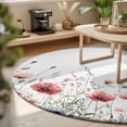 thumbnail image 3 of Round Area Rugs 4Ft, Red Poppy Flower Non-Slip Washable Circle Rugs Carpet, Garden Floral Botanical Painting Indoor Outdoor Rug Floor Mats Throw Runner for Bedroom Living Room Bathroom, 3 of 8