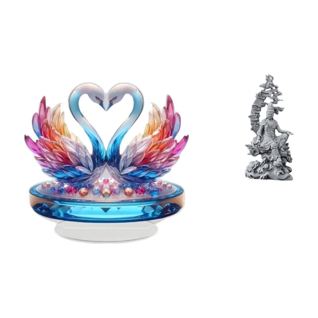 Escultura de cisne acrílico para centro de mesa y figura de Guan Yin, colección Feng Shui para oficina, dormitorio, sala de estar, escritorio, decorac