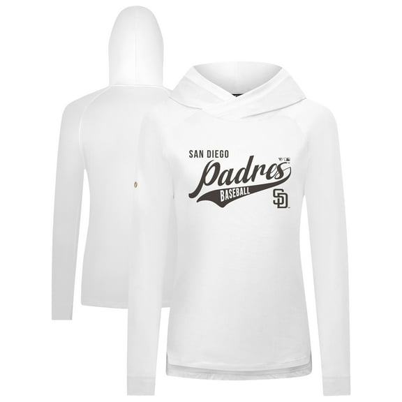 Women's Levelwear White San Diego Padres Slender Glide Raglan Hoodie