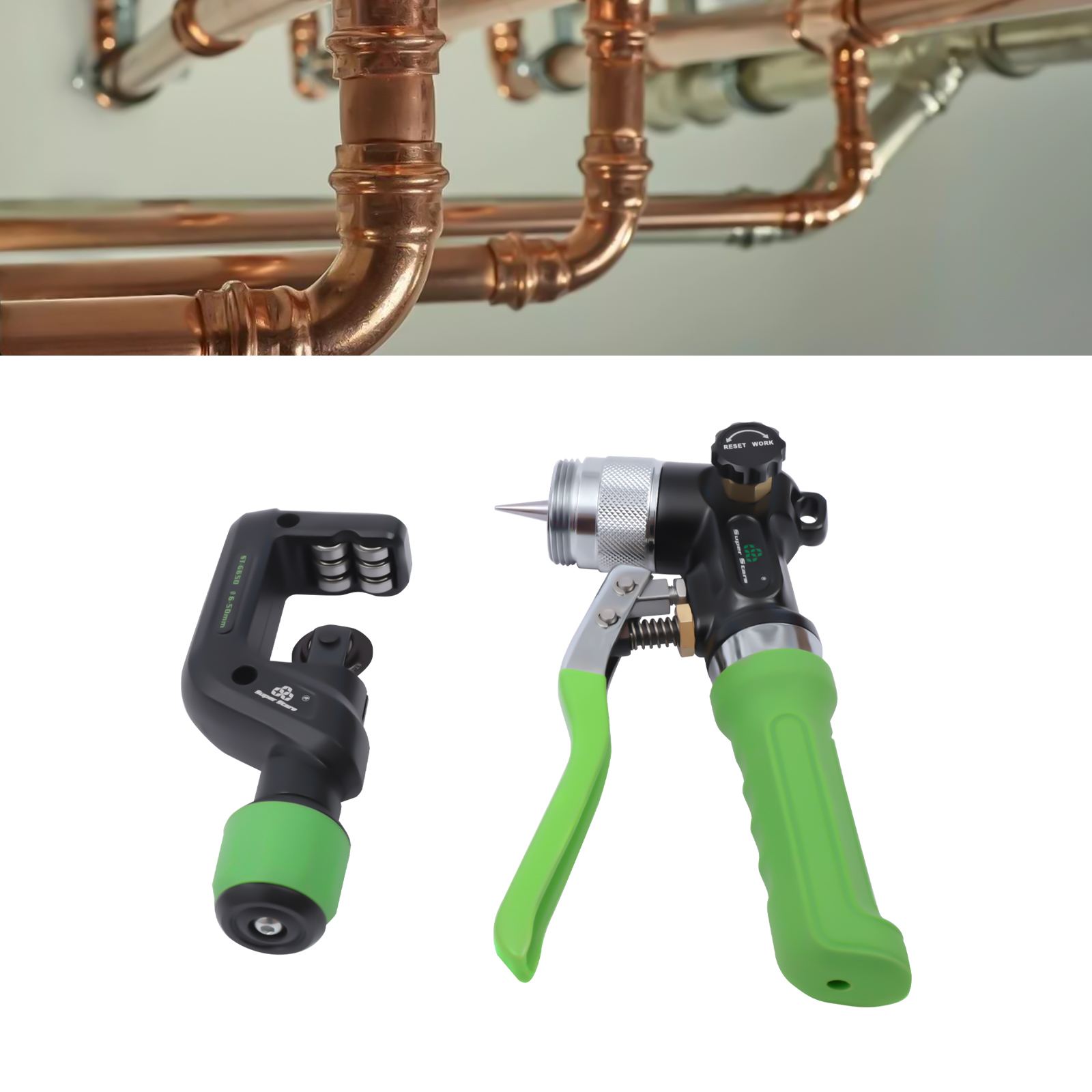 Green Hydraulic Expander HVAC Hydraulic Swaging Tool Kit Tubing Expanding Refrigerant Aluminum Tubes