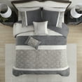 thumbnail image 4 of 5 Piece Textured Jacquard Stripe Comforter Set with Throw Pillows-King/Cal King, 4 of 8