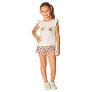 Lucky Brand Little Girl's 2 Piece Outfit Set, 1 Top, 1 Short (Pink/Floral, 2T)