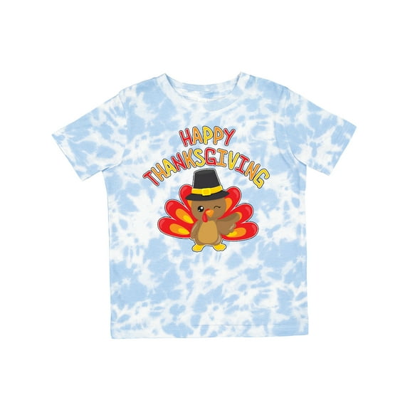 Inktastic Happy Thanksgiving Cute Turkey in Pilgrim Hat Boys or Girls Toddler T-Shirt