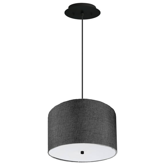 Home Concept 14" W 2 Light Pendant Granite Gray Shade with Diffuser, Black Cord