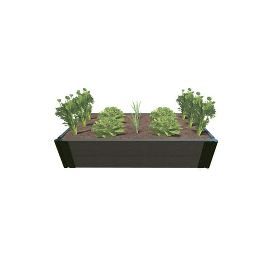 TOOL-FREE WEATHERED WOOD 2' X 4' X 11" RAISED GARDEN BED - 1" PROFILE