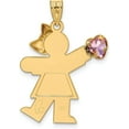 thumbnail image 3 of Avariah 14k Yellow Gold Girl with CZ October Birthstone Charm - 30mm, 3 of 6