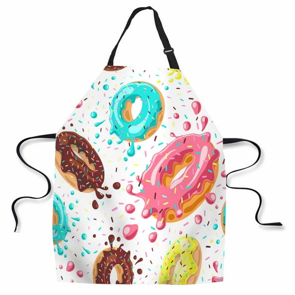 Yehwow Donuts Dessert Colored Splashes Sprinkels Bib Apron For Kitchen BBQ Gardening With Adjustable Neck Strap 27x31 Inch
