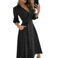 thumbnail image 1 of Lucakuins Mujeres Tie-up Vestido de Media Altura, Adultos Color Sólido/Estampado Manga Larga Escote en V Una Pieza Lucakuins  moda, 1 of 9