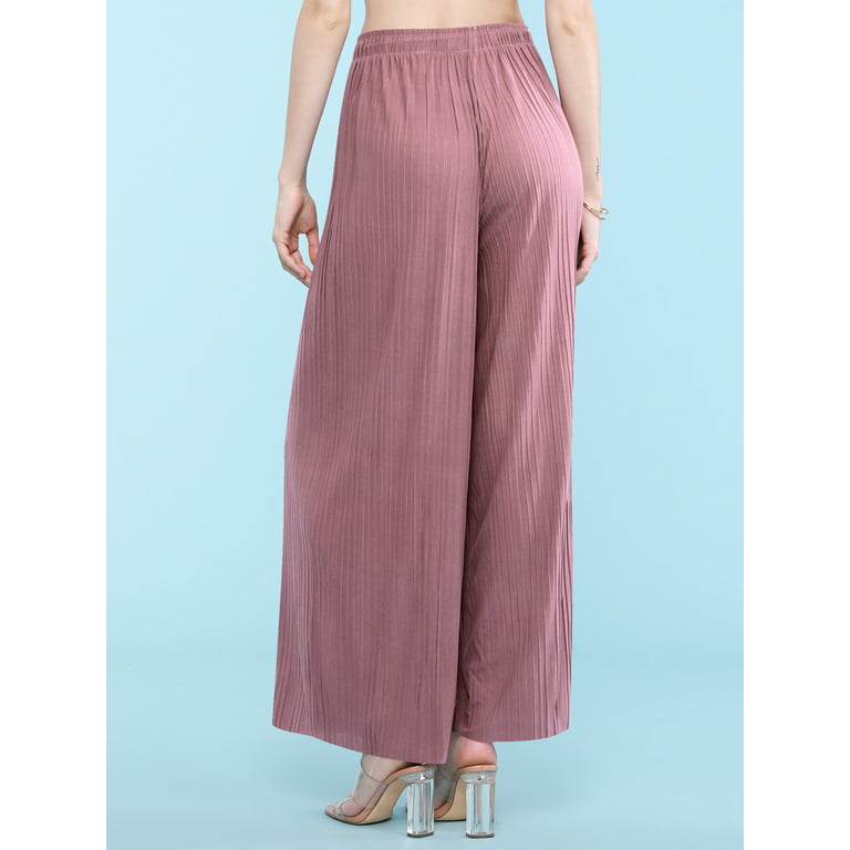 Made by Johnny Women's Pleated Wide Leg Palazzo Pants with Drawstring  ONESIZE MUSTARD 