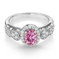thumbnail image 2 of Gem Stone King 925 Sterling Silver Ring Oval Pink Moissanite (1.33 Cttw), 2 of 4