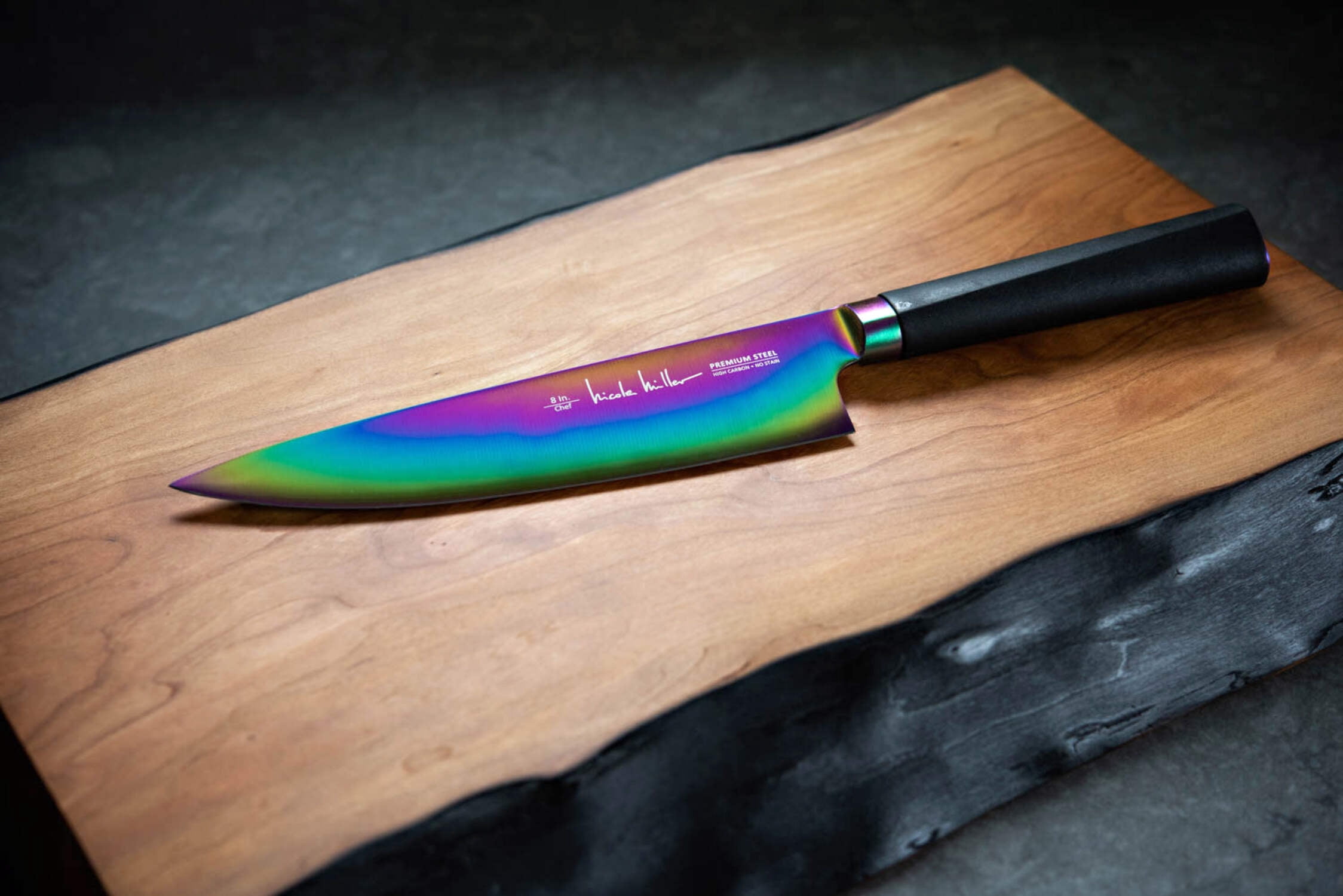 Nicole Miller Cutlery Knife Set - 5-Piece Rainbow Knife Set with Acrylic Stand