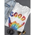 thumbnail image 3 of Good Vibes With Hand Sign T-Shirt Women -Smartprints Designs, Female Medium, 3 of 4