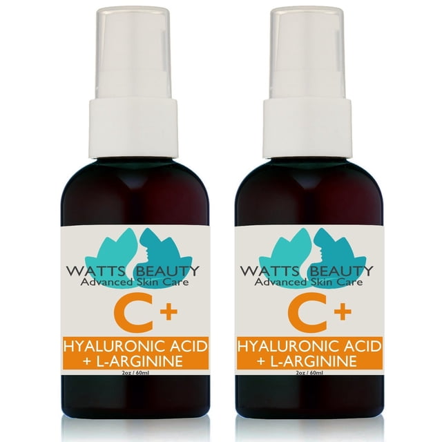 Watts Beauty Suero de vitamina C sobrealimentado con ácido hialurónico hidratante - Suero antioxidante avanzado para rostro y cuerpo - 4 oz
