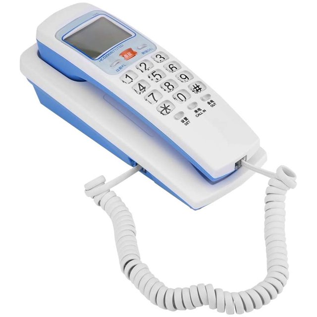 Teléfonos fijos, FSK/DTMF identificador de llamadas en pared, teléfono con cable y coutadora para teléfono fijo con 30 números de llamadas grupal, almacenamiento de números de llamada,