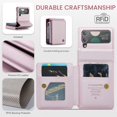 thumbnail image 7 of SaniMore for Samsung Galaxy Z Flip 4 Wallet Case, RFID Blocking PU Leather Kickstand Credit Slots Flip Folio Protective Case, Double Magnetic Clasp Durable Shockproof Cover for Z Flip 4, Pink, 7 of 7