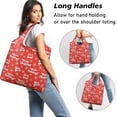 thumbnail image 2 of 5 Pack Foldable Shopping Bag,Red Christmas Text and Snowflake Pattern Reusable Grocery Bags with Pockets,Large Reusable Tote Bags with Handles Waterproof & Lightweight, 2 of 6