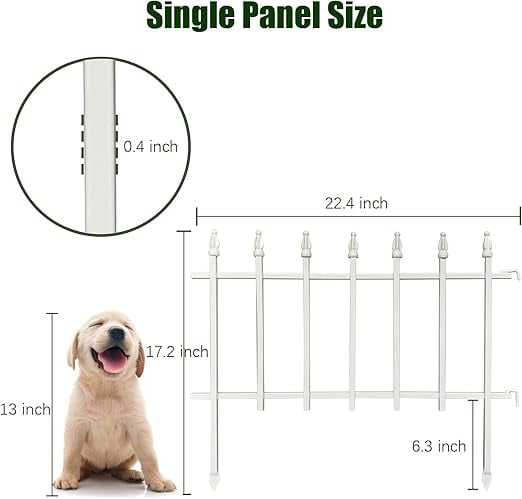 Metal Decorative Garden Fence 22" W x 18" High (5 Panels, Total Length 9.17 ft), Metal Border Folding Fence, Landscape Fencing for Flower Bed, Yard, Animal Barrier,White