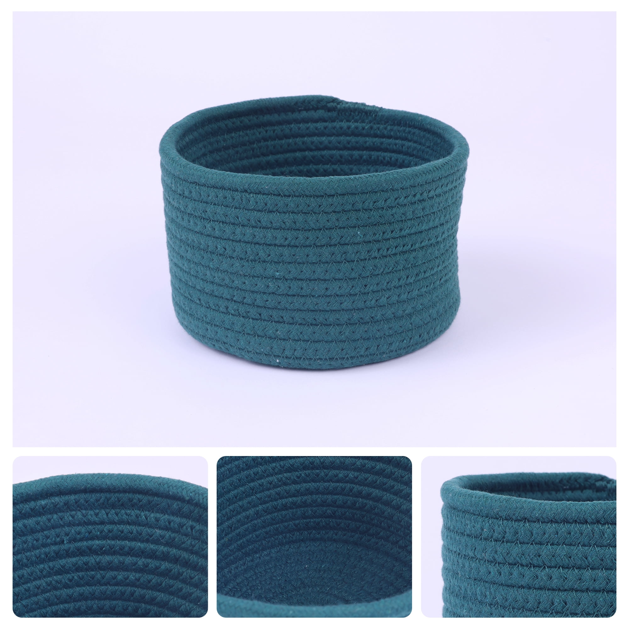 Unique Bargains Woven Storage Basket Shelf Storage Bin for Home Key Tray Bowl Dark Green L
