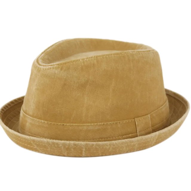 Sombrero EPOCH Fedora de algodón lavado vintage bronceado, talla XL