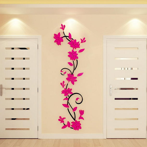 Vine Flores Etiqueta de Pared 3D Decoración de Pared en hogar DIY Calcomanía Extraíble rojo BLESIY Etiqueta de la pared 3D