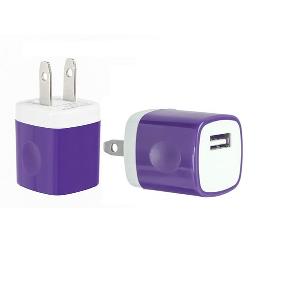 Spark Electronic 2 PC Dual Color 2-Tone Universal USB Travel Home Power Adapter Wall Charger Plug for iPhone 7/7 plus 6/6 plus 5S 5 Samsung Galaxy S5 S4 S3 HTC One M8 LG G2 G3 L3 (Purple)
