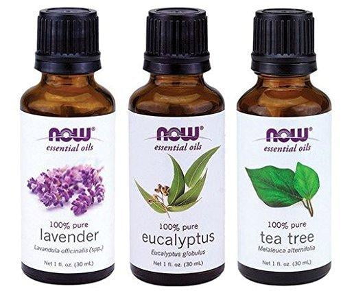 3-Pack Variety of NOW Essential Oils: Tea Tree, Eucalyptus, Lavender Top 3 Oils