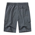 thumbnail image 2 of Yuyangdpb Men's Casual Cargo Shorts Classic Relaxed Fit Drawstring Elastic Waist with Pockets Dark Grey 32, 2 of 5