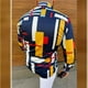 thumbnail image 3 of Camisa de hombre de manga larga con solapa estampada, blusa informal de un solo pecho, Tops para fiesta de oficina, 3 of 5