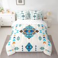thumbnail image 2 of Feelyou Teal Aztec Abstract Bedding Comforter Set 7pcs, Boho Mandala Queen Bedding Sets, 2 of 8