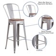 thumbnail image 2 of 4 Pk. 30" High Silver Metal Barstool with Back and Wood Seat, 2 of 9