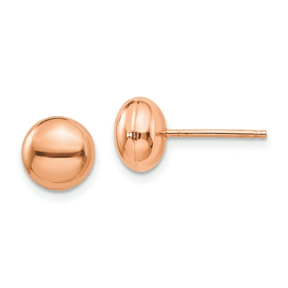 14K Rose Gold Rose Polished 8mm Button Post Earrings