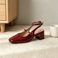 thumbnail image 4 of LuckLilac Women's Square Toe Slingbacks Mary Jane Pumps Patent Leather Chunky Low Heel Buckle Strap Heels sandals Wedding Party Dress Shoes, 4 of 6