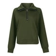 thumbnail image 6 of VNKIDY Women's Sweatshirt Solid Color Half Zip Sweatshirt Long Sleeve Loose Fit Pullover With Collared Design For Casual Daily Wear Relaxed Fit Tops, 6 of 6