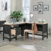 Sauder Cottage Road Engineered Wood L-Shape Desk in Raven Oak