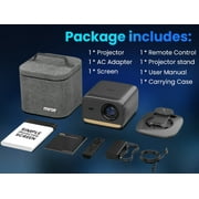 Miroir L810S Pro 1080P Smart Projector Bundle with Carrying Case, Foldable Screen, Remote, Accessories, and Built-In Streaming Apps, Auto-Focus, Dolby Audio, 4K Support