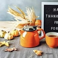 thumbnail image 2 of FORLIFE Bell Ceramic Teapot with Basket Infuser, 16-Ounce/470ml, Carrot, 2 of 3