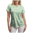 thumbnail image 4 of felwors Women's Scrubs Printed Scrub Tops Plus Size Stretch Nursing Scrubs Fall Medical Workwear with Pockets S-5XL (Green, S), 4 of 5