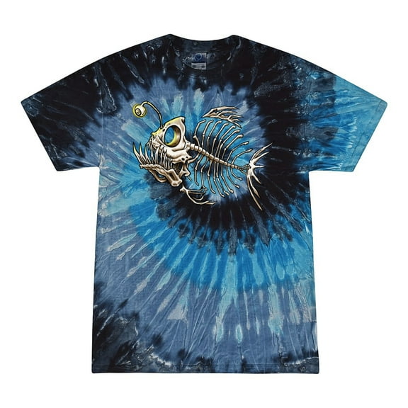 Wild Bobby, Funny Fishbone Skeleton Angler Fish, Animal Lover, Tie-Dye Tees, Evening Sky, Small
