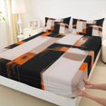 thumbnail image 5 of Castle Fairy Vintage Geometric Block King Sheets 4pcs,Retro Vertical Streak Bedding,Black Orange Beige,1 Flat Sheet, 1 Fitted Sheet and 2 Pillowcases, 5 of 7