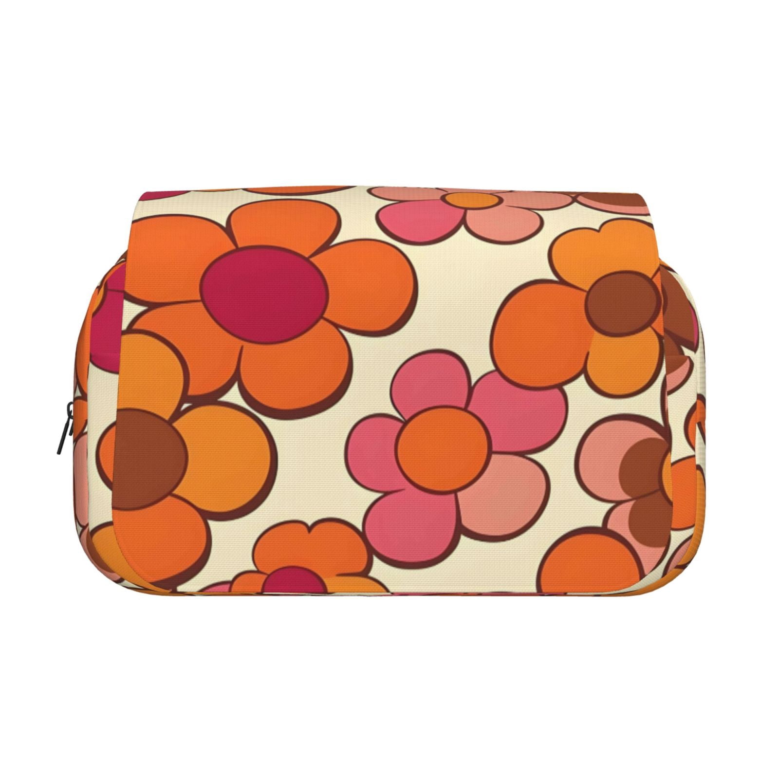 Large-Capacity Flip-Top Double-Layer Pencil Case, Multi-Functional Pocket Pen Case, Durable Stationery Organizer Retro Groovy Flowers Pattern (12)