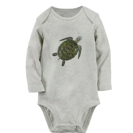 

iDzn® Little Baby Cute Rompers Newborn Babies Unisex Bodysuits Infant Animal Turtle Graphic Jumpsuits Toddler Kids Long Sleeve Oufits (Gray 6-12 Months)