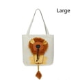 thumbnail image 2 of Pet Carrier Lion Breathable Drawstring Cat Dog Carrying Cartoon Canvas Transport Retractable Outgoing Travel Handbag Light gray L, 2 of 9