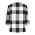 thumbnail image 4 of YHAJDS Women's Plus Size Tops Plaid Button V Neck Loose 3/4 Sleeve Casual Spring Summer T Shirt, 4 of 5