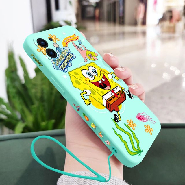 Funda de silicona con dibujos animados para iPhone, carcasa con correa de mano, para modelos 14, 13, 12, 11 Pro Max, Mini, X, XR, XS MAX, SE20, 8, 7 Plus, 6, 6S Plus Fivean unisex