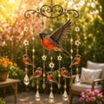thumbnail image 4 of Vintage Bird Wind Chime With Crystal Suncatcher Prisms, Metal Hanging Windchime, Outdoor Porch Garden Window Decor, Sympathy Memorial & Housewarming Gift, 4 of 6