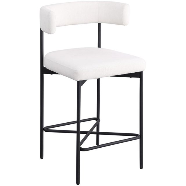 Meridian Furniture Rivage Cream Durable Linen Textured Fabric Stool (Set of 2)